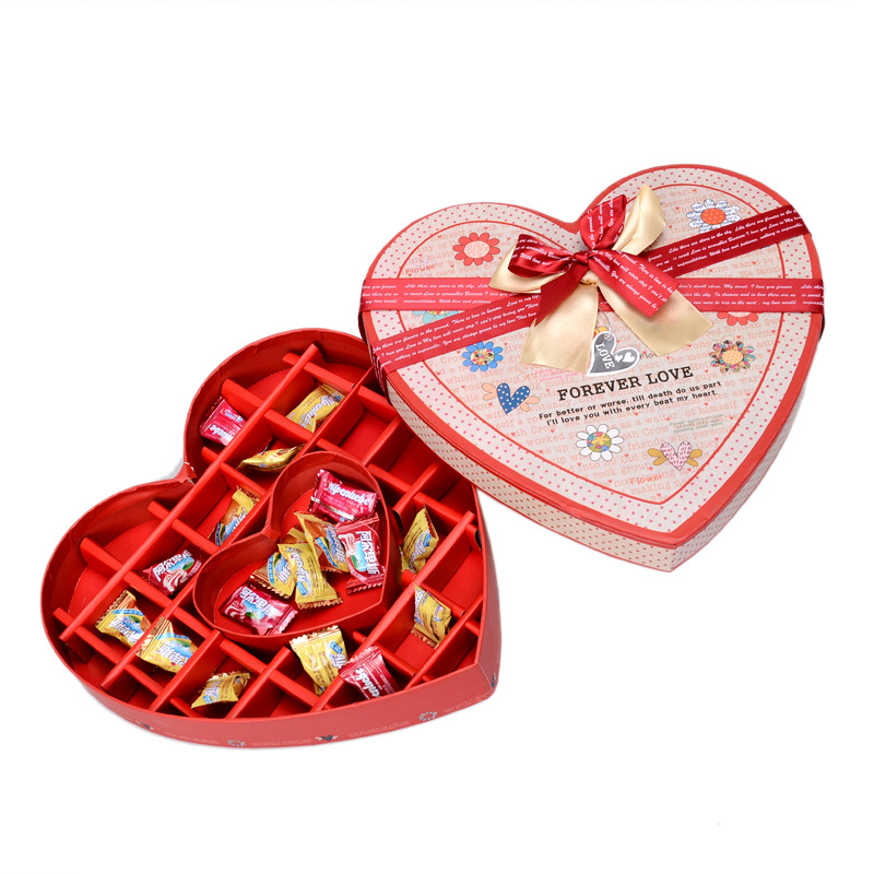 厂家直销红盖心形24格巧克力盒 糖果盒 礼品盒 包装盒 礼物盒批发