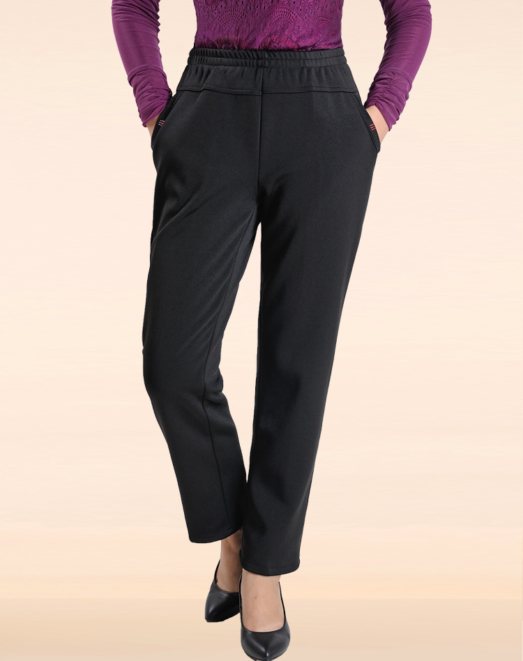 200斤中老年加绒加厚女裤 秋冬加肥特大码胖妈妈松紧高腰保.