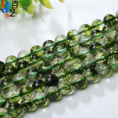 百艺diy串珠人造绿幽灵 半成品 散珠 圆珠批发 仿绿幽灵半成品