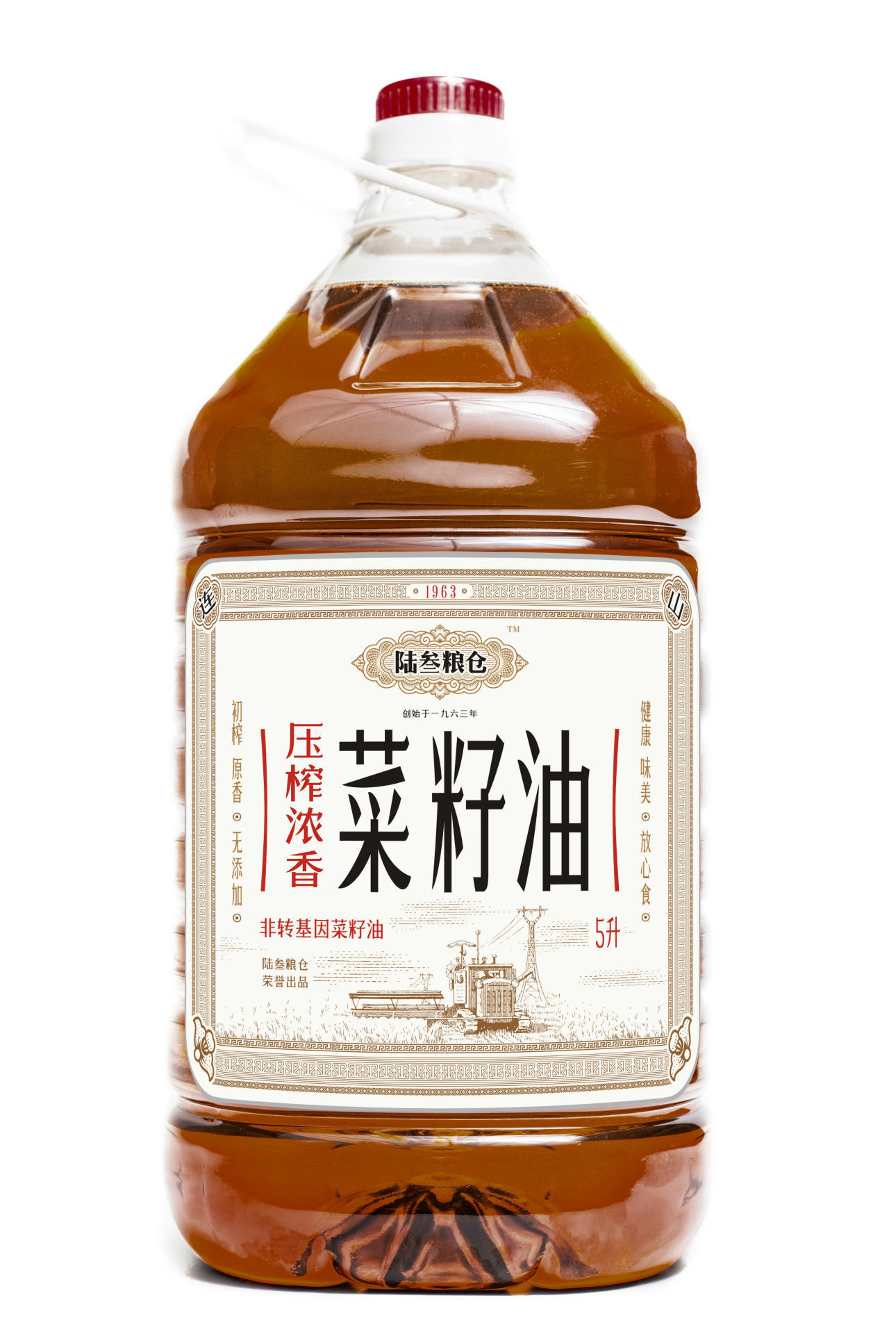 陆叁粮仓非转基因压榨浓香菜籽油物理压榨四级油5l