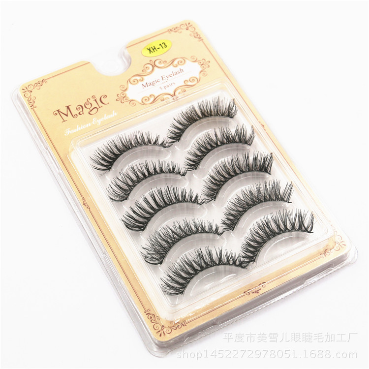 New Cross Pointed Tail Style False Eyelashes Handmade Five Pairs Long Eyelash Multi-Layer Thick Eyelashes Wholesale