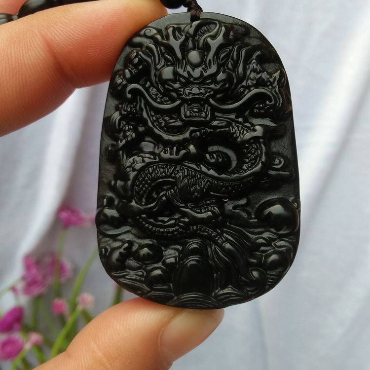 河南玉器批发天然玉石吊坠 药王石墨绿玉龙牌挂件 墨翠龙牌批发