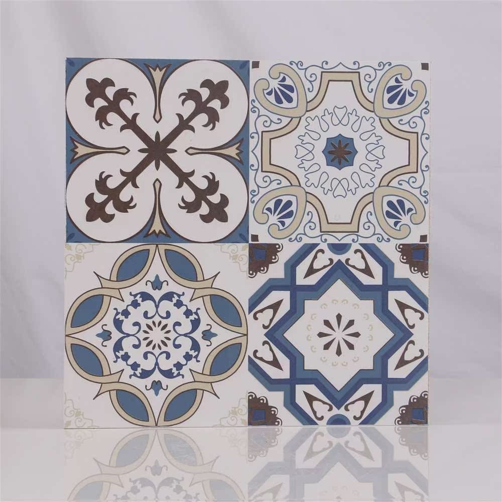 创意地板砖黑白 卫生间彩色瓷砖 拼花仿古花片300*300