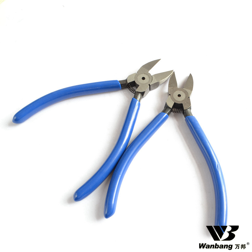 万邦工具6寸电子剪偏口斜口钳塑料薄膜电线用弹簧省力水口钳