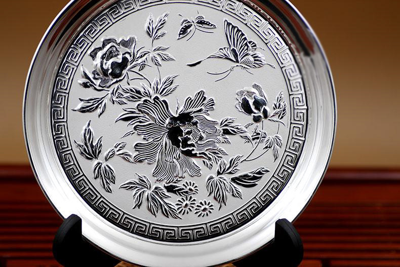 正品纯银盘子 银盘子银茶盘银托盘酒具套装摆件套件