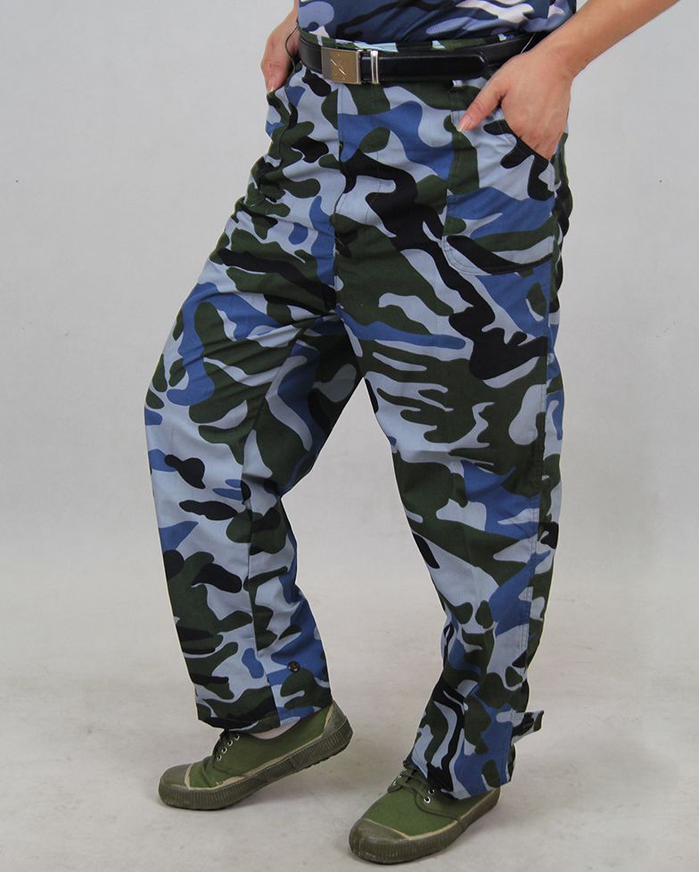 大学军训迷彩裤初中高中学生87军训单裤丛林迷彩军训裤子老海洋绿