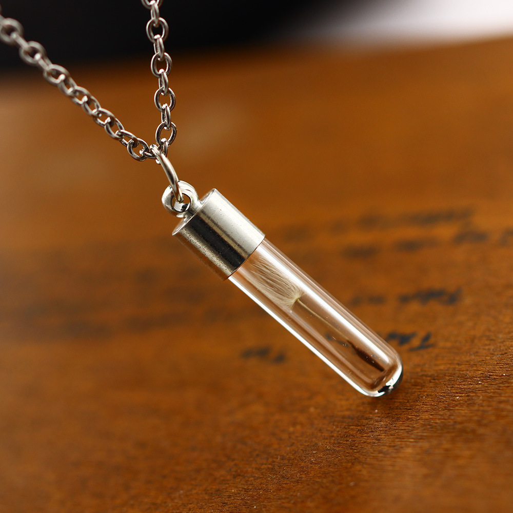 欧美热销 个性简约蒲公英透明玻璃管 项链配饰现货批发