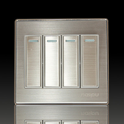 上海耐普n85不锈钢开关面板 四开双控 四联双控 四位双控