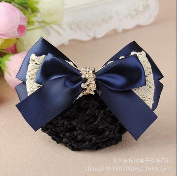 空姐盘发美容师发夹移动职业头饰蝴蝶结头花网兜银行餐饮顶夹发饰