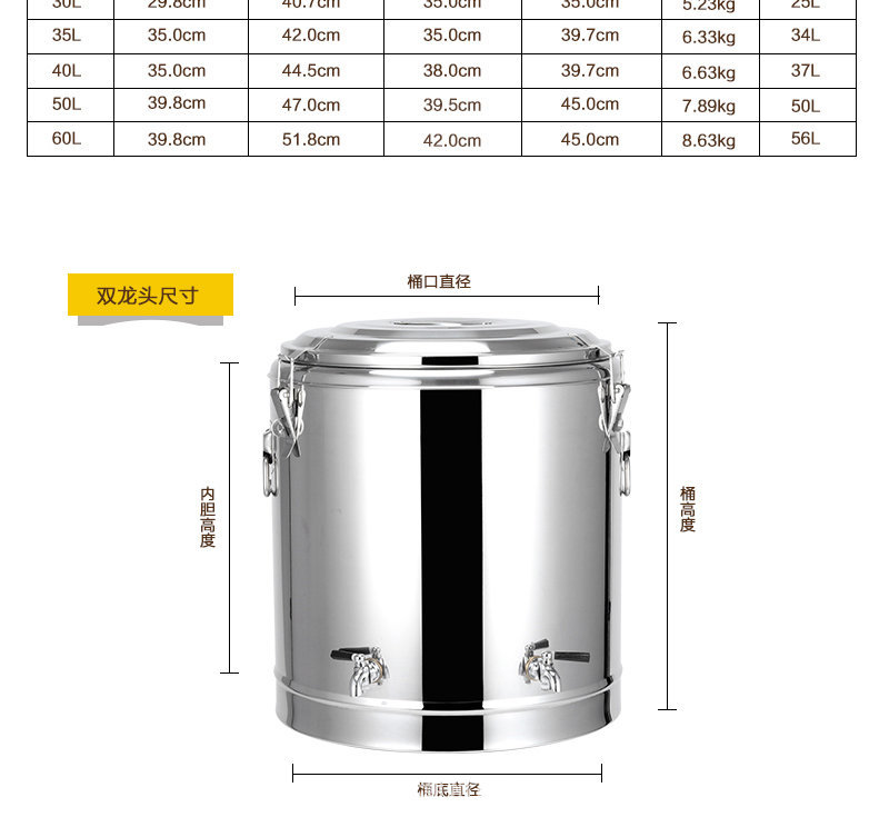 厂家直销不锈钢冷热保温桶饭桶奶茶桶开水桶大容量汤桶带水龙头