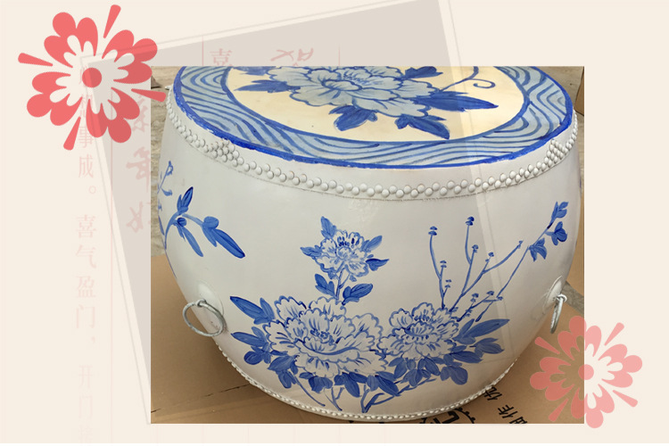 厂家直销 18寸青花瓷鼓 工艺大鼓 彩绘鼓 可定制图案 牛皮鼓 红鼓