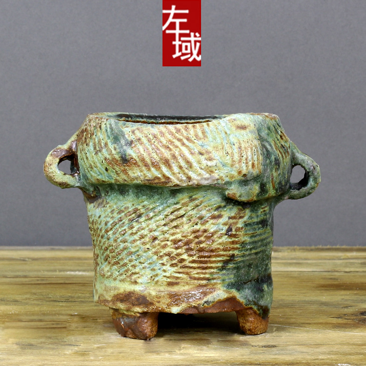 一卌手工多肉花盆新款陶瓷粗陶手捏花盆 景德镇手工花盆源头厂家