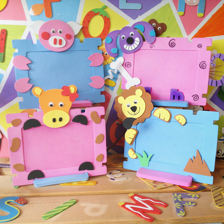 6寸儿童相框diy手工制作材料 卡通相框摆台装饰可爱互动体.