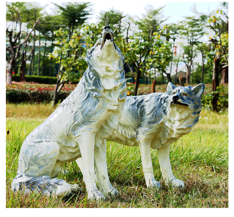 户外园林景观公园小区仿真动物狼雕塑摆件别墅花园庭院装饰摆设