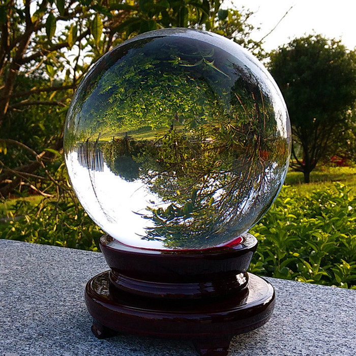 白水晶球摆件白色透明玻璃圆球招财转运风水球家居办公室生日礼物