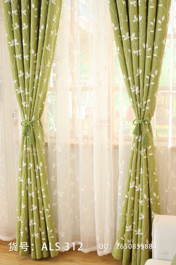 现代简约韩式田园小清新飘窗窗帘棉麻亚麻环保半遮窗帘布藤蔓物语