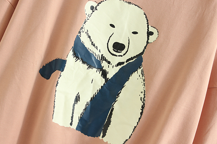 2016秋季女装萌系甜美减龄圆领长袖北极熊图案毛圈宽松套头卫衣