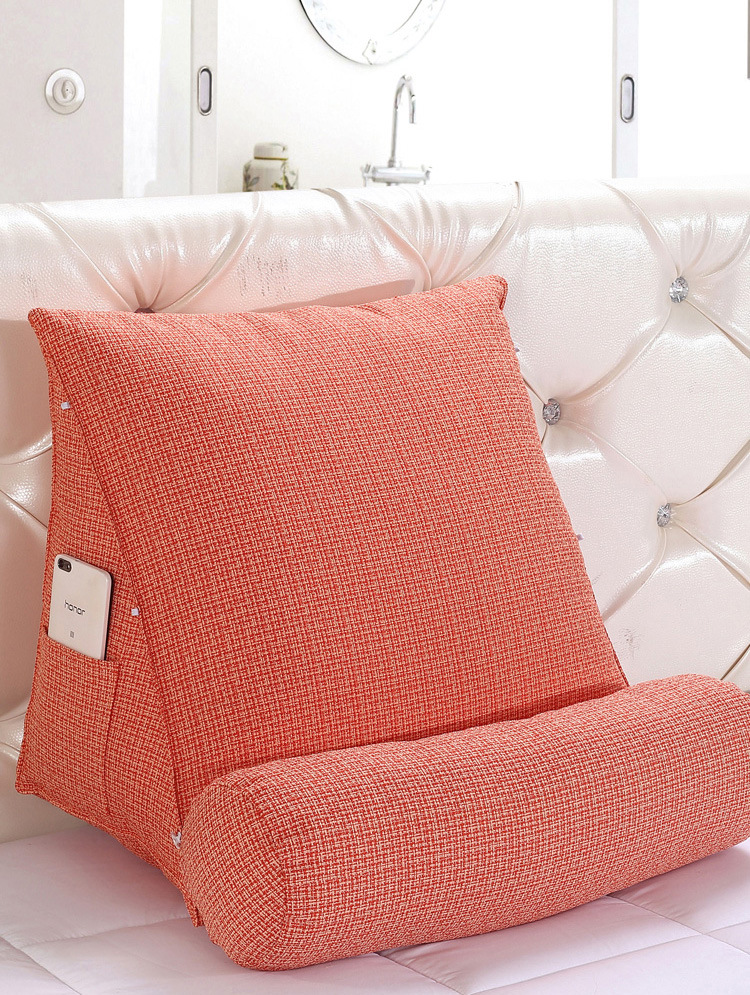 现代简约可拆洗珍珠棉亚麻懒人舒适三角靠垫床头大靠垫沙发抱枕