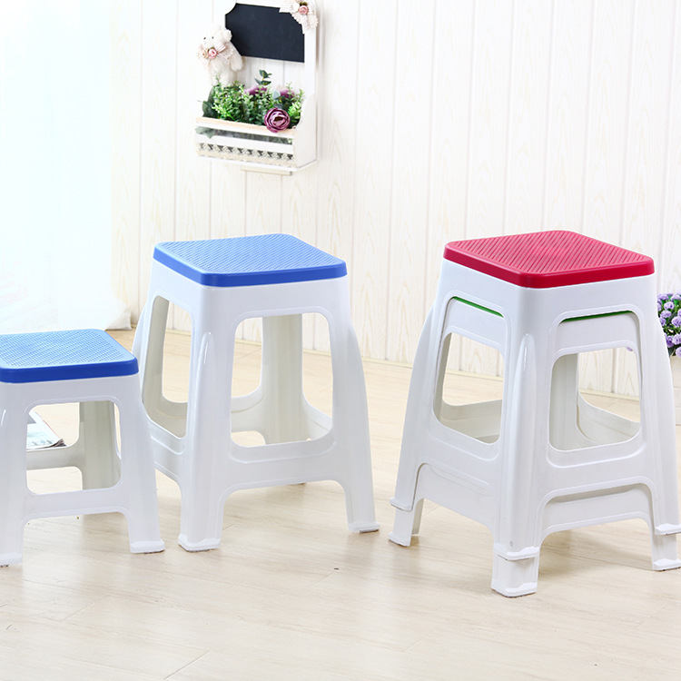 Jinqi Two-Color Adult Kitchen Anti-Slip Shoe Changing Stool Extra Thick and Durable Dining Table and Chair High-Grade Plastic Stool 0337