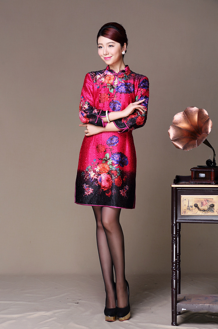 中国风女装2016春季修身女士旗袍裙中年
