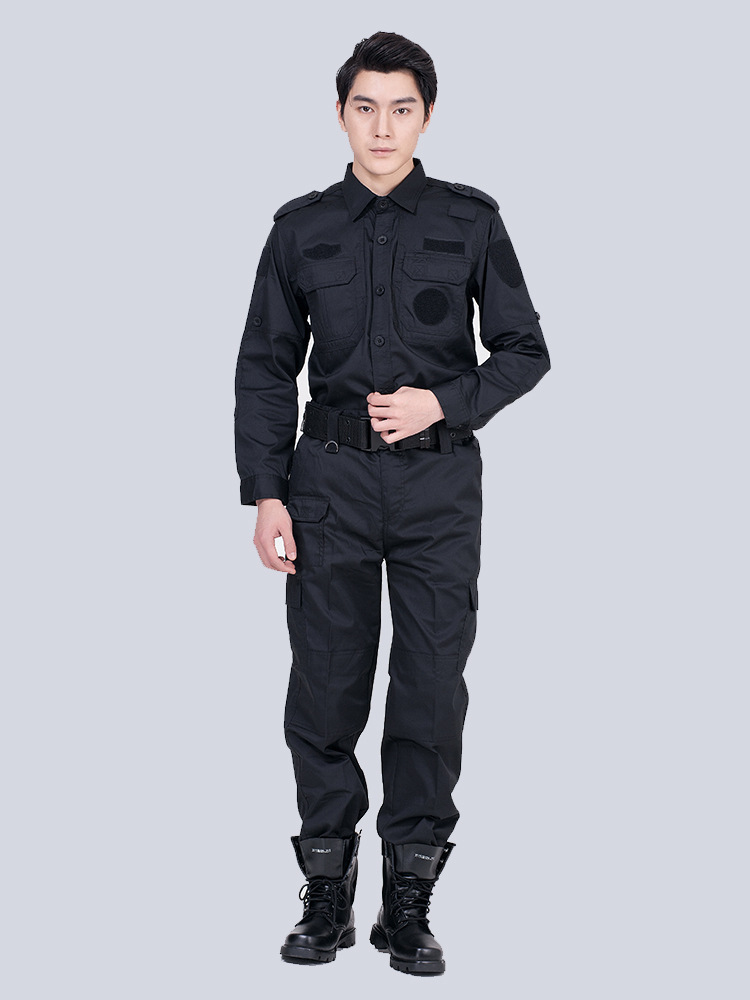 批发 秋季劳保工作服套装男黑色 保安服训练服安保执勤服