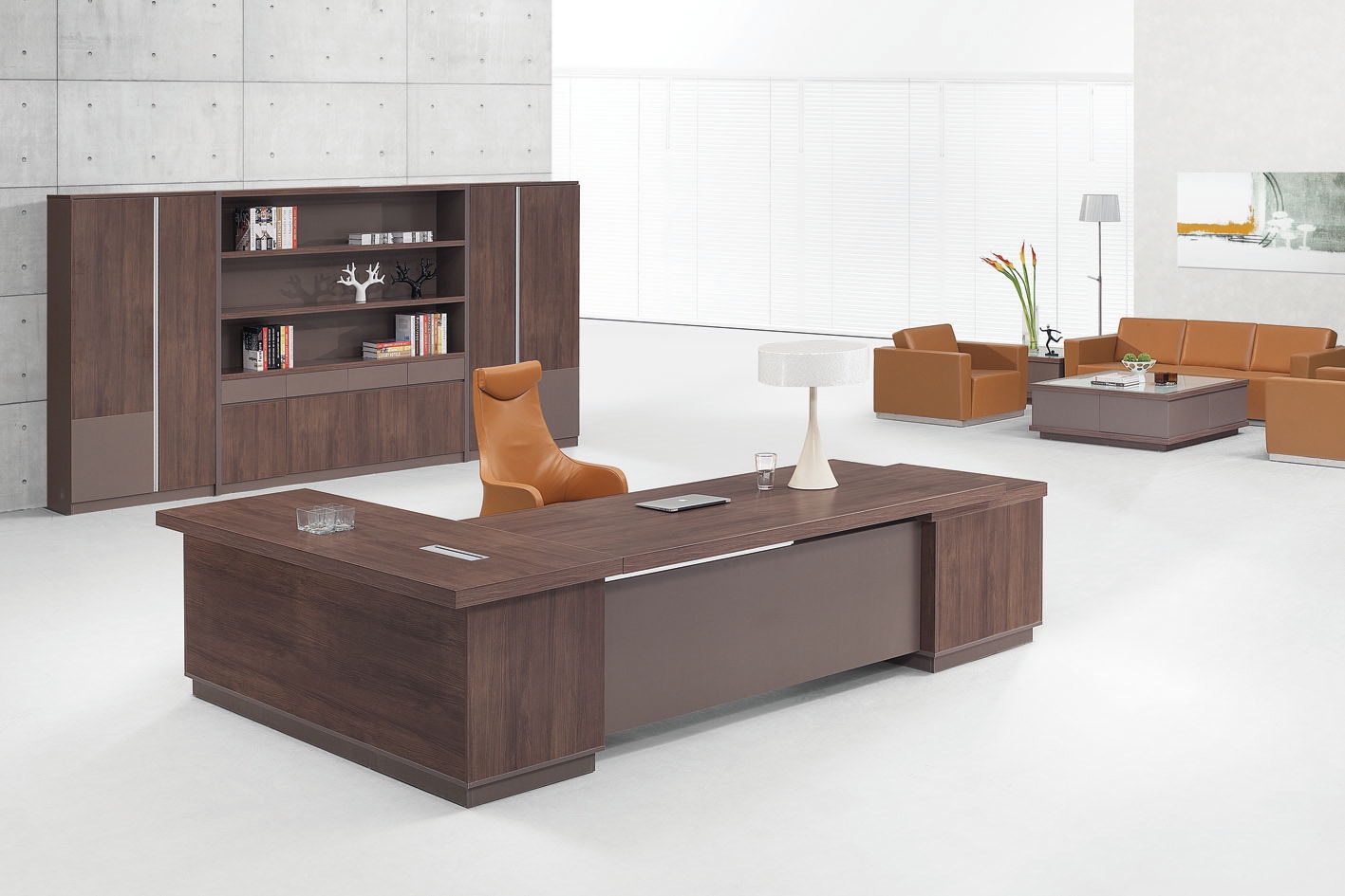 办公桌时尚现代经理桌班桌大班台简约特价书柜组合 - 办公家具批发网