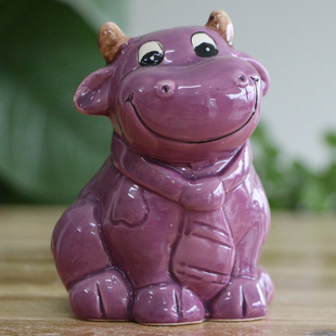 厂家直销 陶瓷工艺品 创意卡通小牛造型储钱罐 日用百货