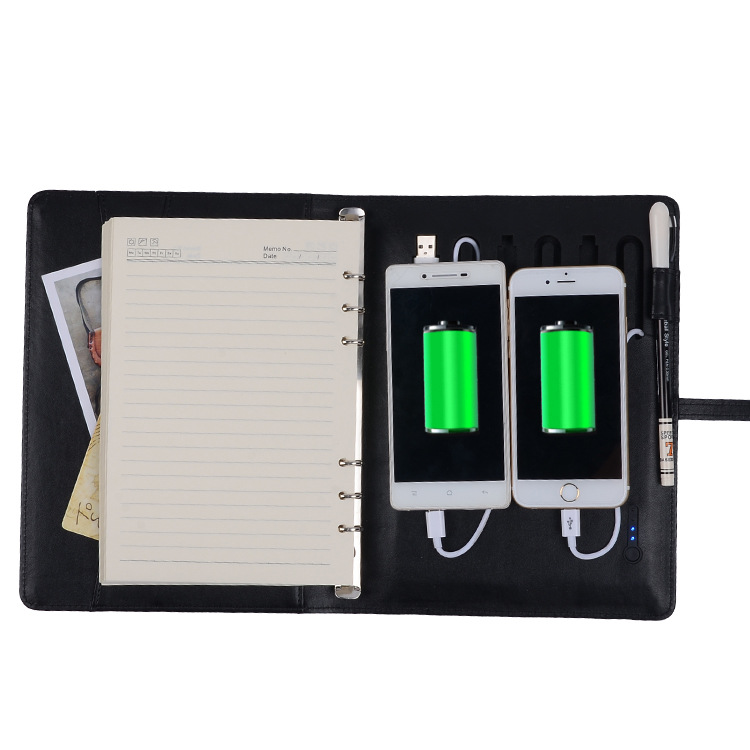 现货移动电源记事本 定制高档商务超纤笔记本 日记本批发便签本