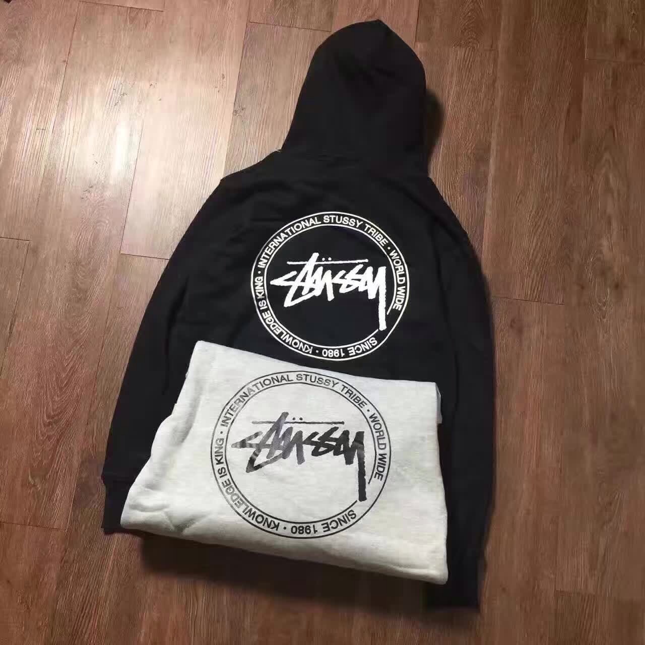 2016新款stussy连帽卫衣加绒加厚款帽衫潮牌冬装休闲印花卫衣外套