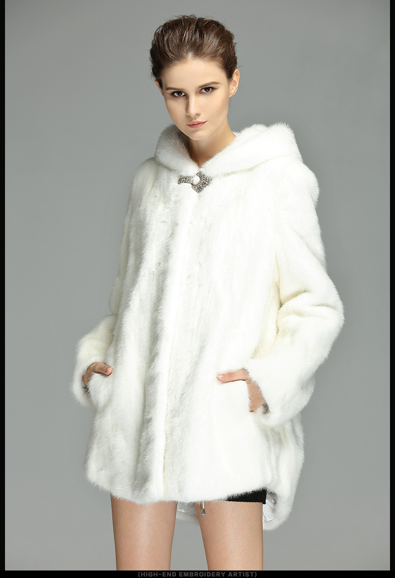 戴帽中长整貂皮草貂皮大衣女款淘宝微商供货水貂速卖通外贸货源