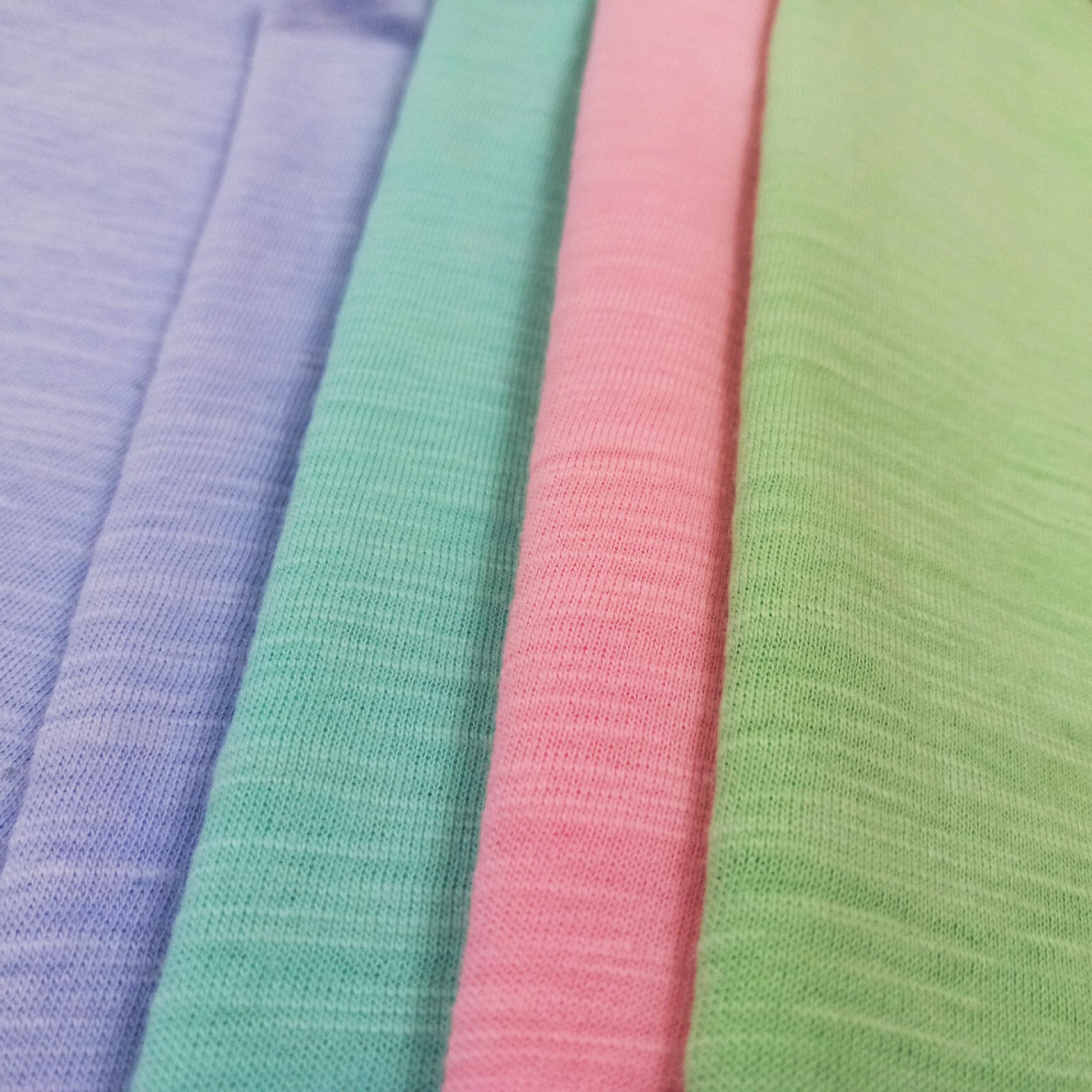 32s全棉汗布 竹节棉布单面面料 纯棉布料 针织染色布 140g