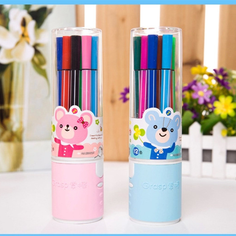 掌握217-12色筒装可洗苗条水彩笔 涂