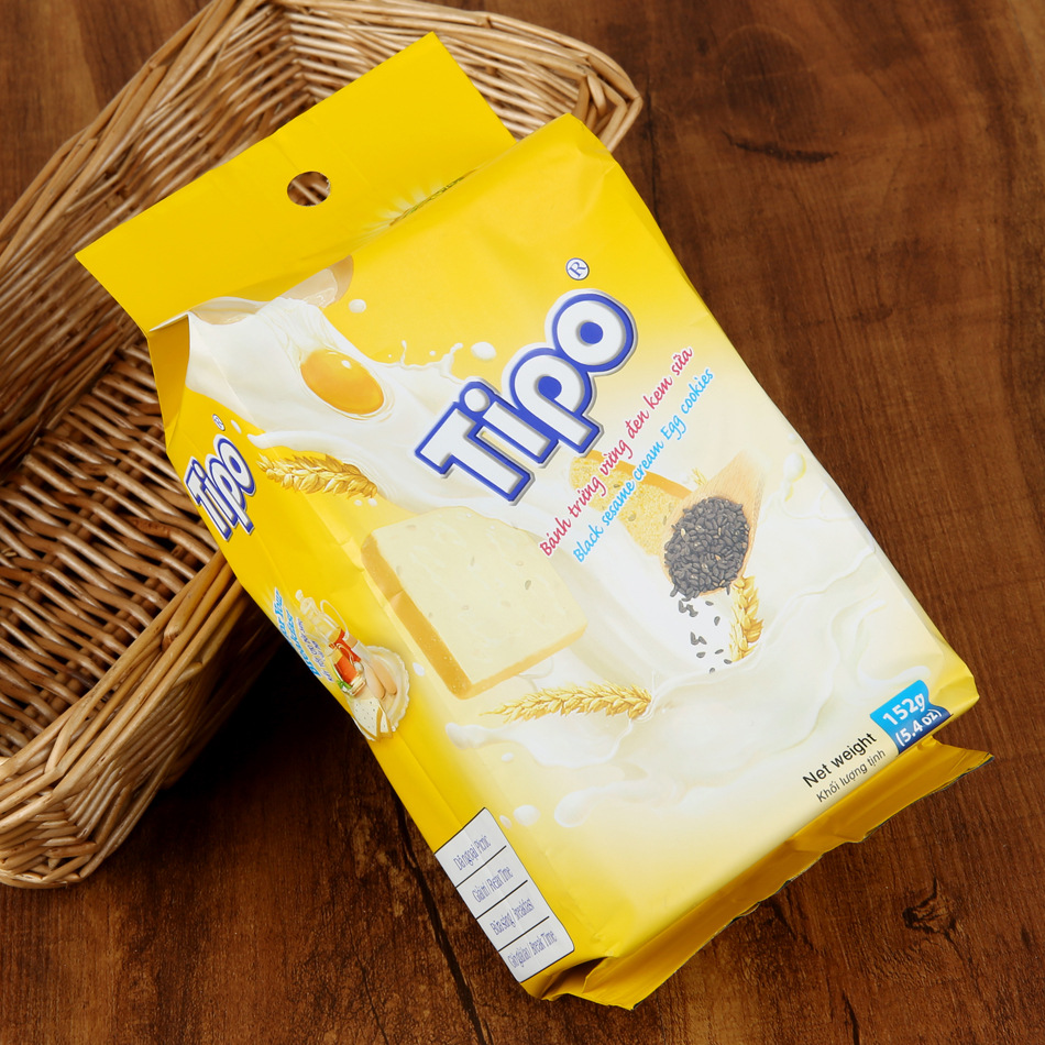 进口越南休闲零食 丰灵tipo面包干152克(牛奶芝麻味) 40袋/箱