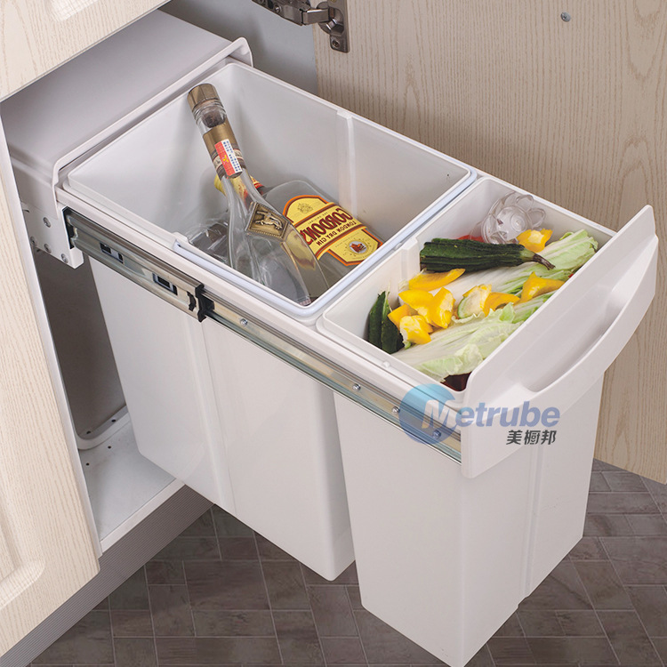 酒店公寓厨房分类垃圾桶橱柜内塑料抽拉式垃圾桶