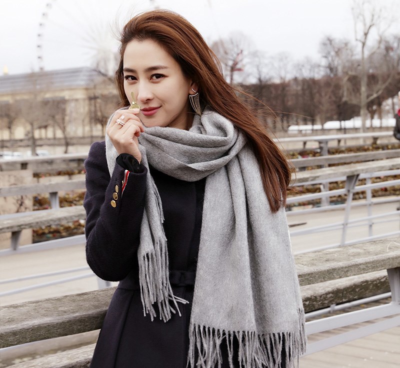 韩版新款杨颖baby粉色仿羊绒围巾 两生花王丽坤颜宋同款披肩 加厚