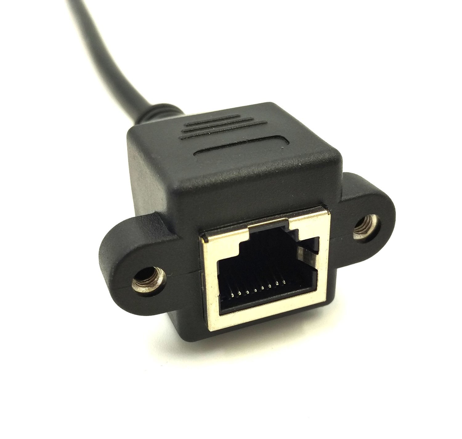 网线转接头百兆网络延长线rj45公转母带固定座耳朵90°上弯0.6m