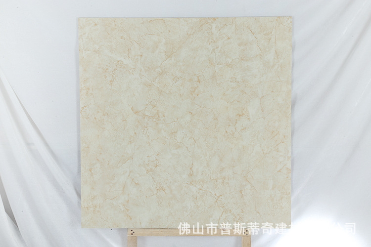 客厅地板砖 佛山防潮防污米黄简约现代客厅地板瓷砖 全抛釉瓷砖