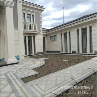 供应浅米色沉香米黄大理石大板加工别墅外墙干挂板异形窗套线条