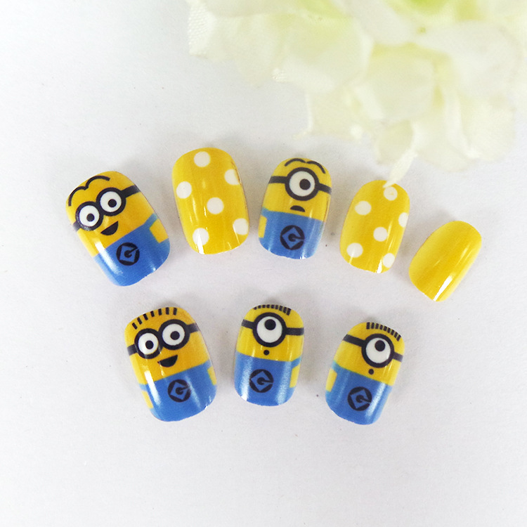 夏日小清新儿童假指甲片 背胶款20片成品甲片 穿戴美甲片假指甲片