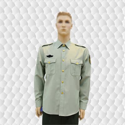 迷彩铺 武款夏常服长袖衬衣橄榄绿衬衣男士军训保安配发翻领正品