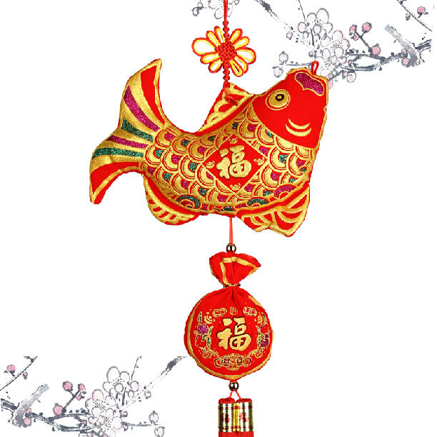新年春节挂饰幸运中国结福字弯鱼装饰挂件家居节日喜庆年货挂件