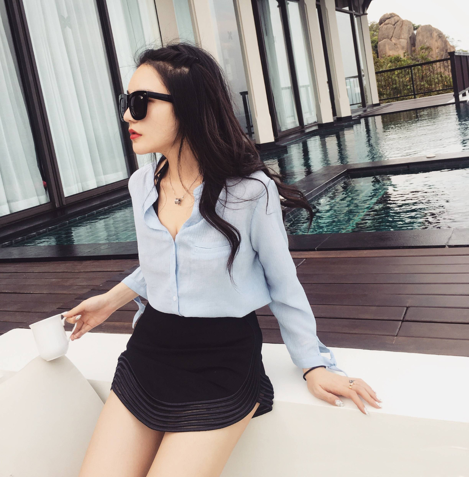 2016春季新款女装呛口小辣椒重工波浪纹刺绣包臀裙半身裙女