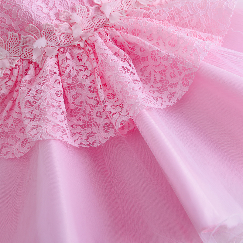 一件代发女童蕾丝公主裙钢琴演出服外贸童装童裙生日派对连衣裙