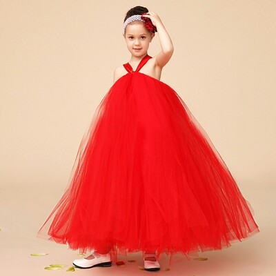 ellies brida国际速卖通货源货源儿童红色网纱抹胸tutu蓬蓬裙