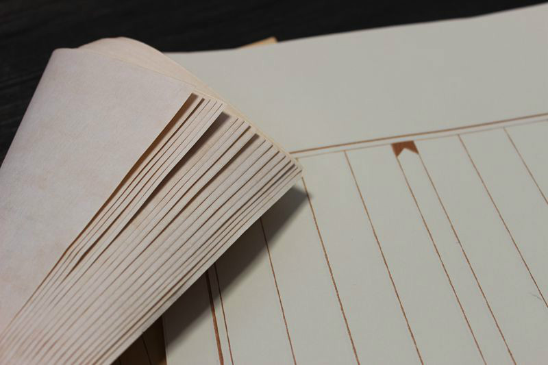 散装浣花笺半生熟小楷书法毛笔抄心经文 瓦当创作红八行印谱宣纸