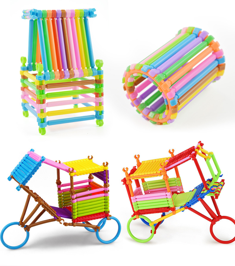 工厂新款积木塑料拼插聪明智力棒 3-7岁益智diy积木创意玩具套装