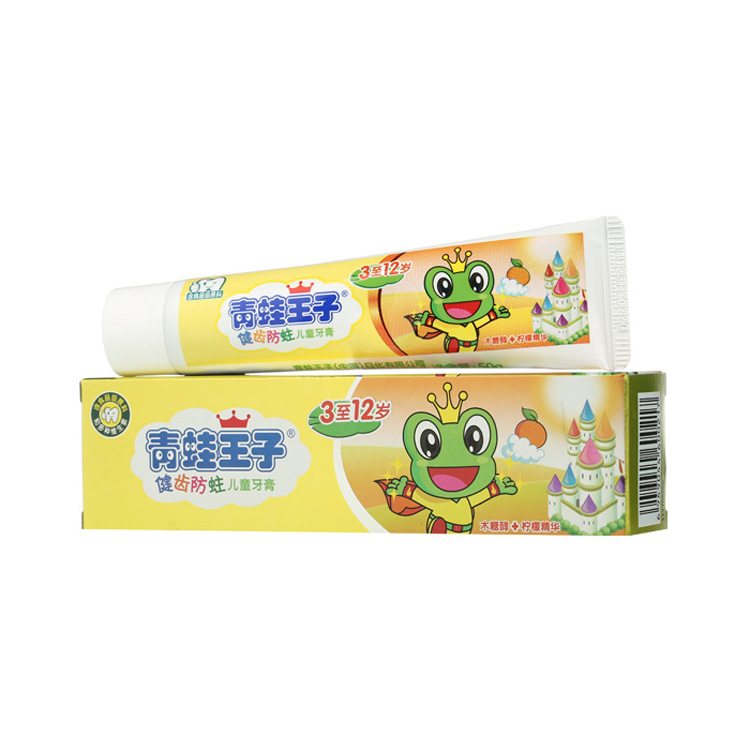 青蛙王子儿童牙膏45g装柠檬香型儿童牙膏用于312岁口