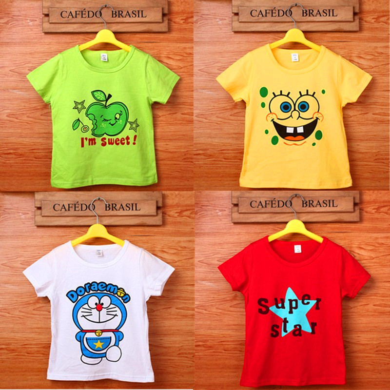 儿童t恤夏装中大童短袖tshirt 男童装2018卡通女童卡通打底衫批发