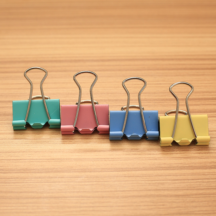 桶装长尾夹 4号25mm彩色燕尾夹 票据铁夹子金属办公装订文件夹子