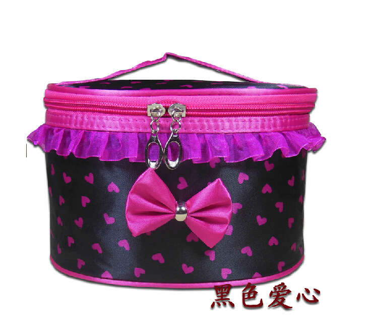 New Polka Dot Net Red Cosmetic Bag Cylinder Compressed Waterproof Large Capacity Storage Toiletries Bag Sundries Storage Packing Box